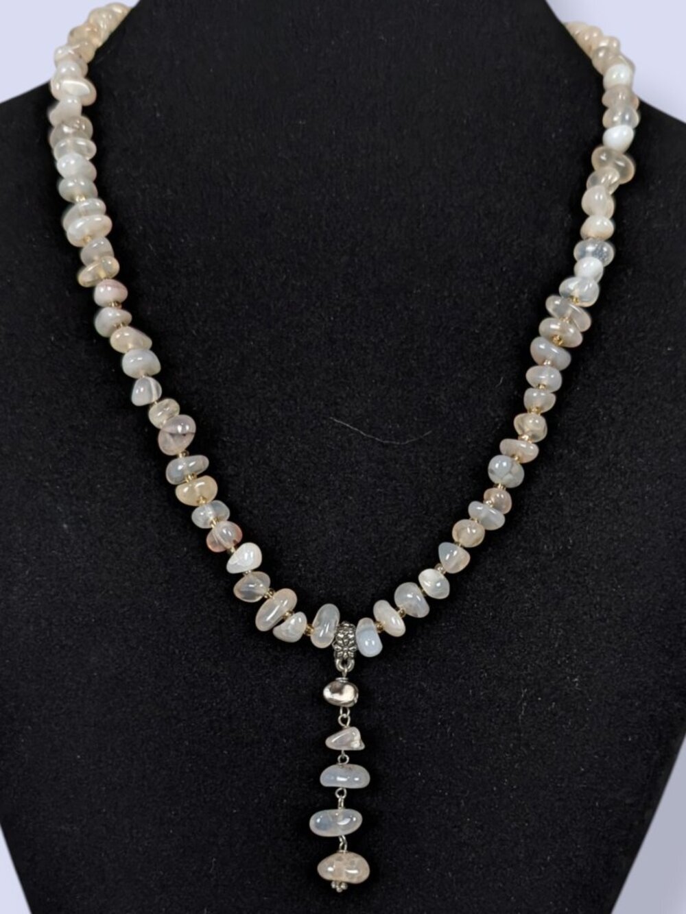 Vintage Milky Agate Bohemian Beaded Necklace